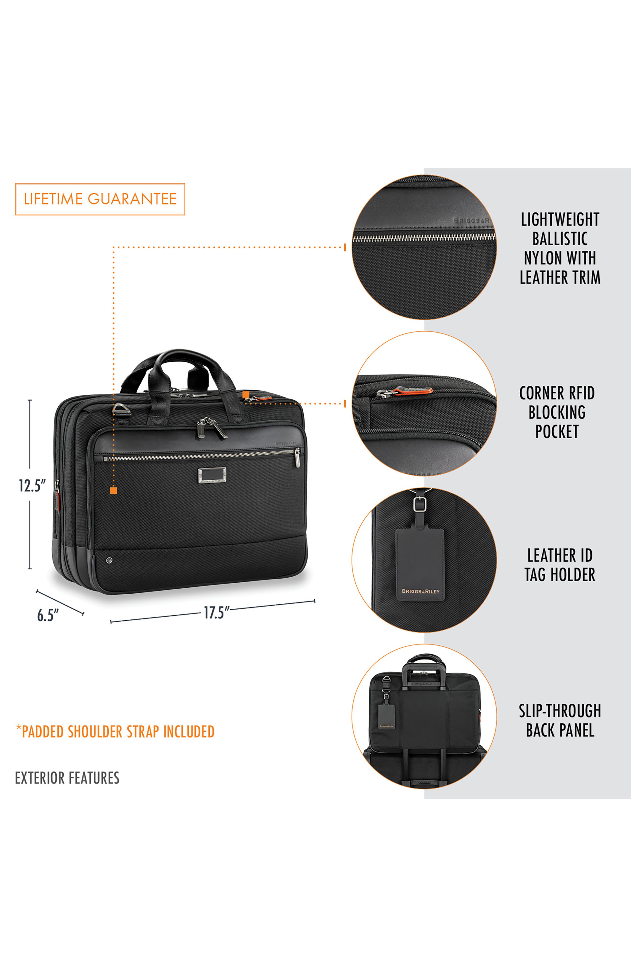 Briggs & Riley @work Large Expandable Ballistic Nylon Laptop Briefcase with RFID Pocket, Alternate, color, 