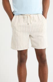 DENIM AND FLOWER Stripe Cotton Blend Drawstring Shorts