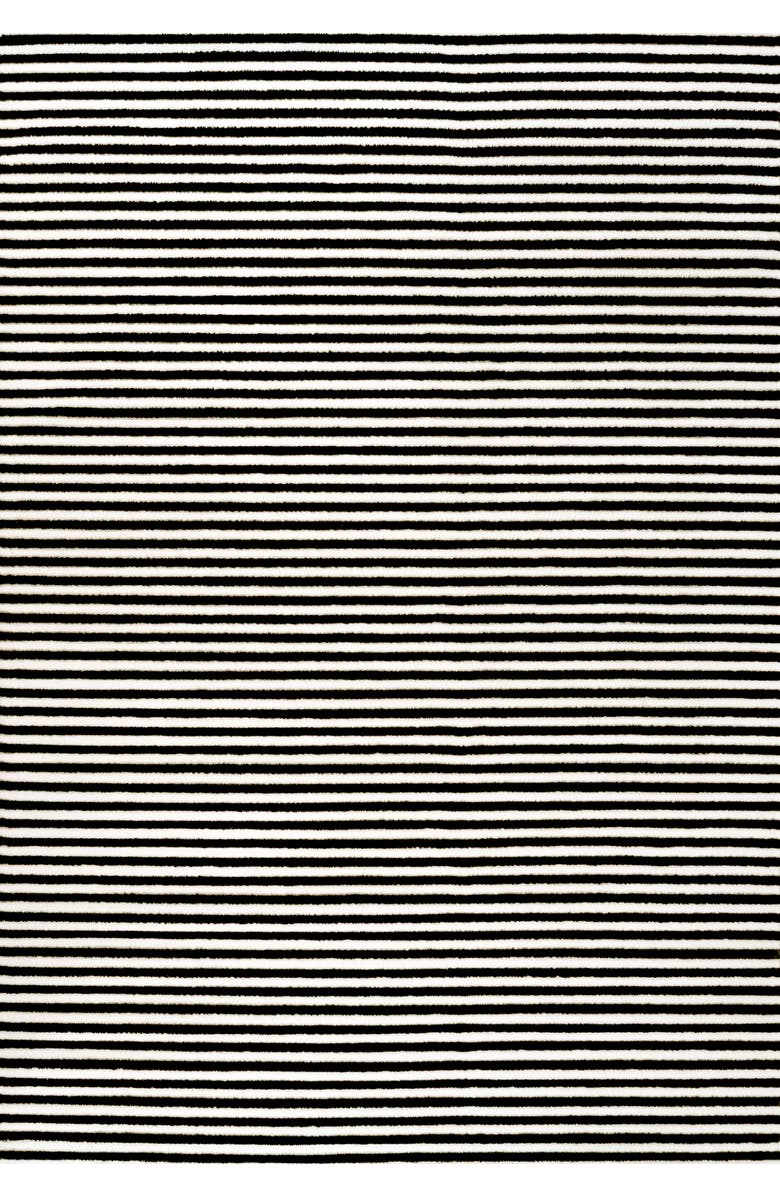 JONATHAN Y Aarhus High-Low Minimalist Scandi Striped Indoor/Outdoor Area Rug, Main, color, Black/White
