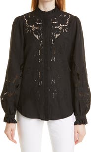 KOBI HALPERIN Yarden Embroidered Eyelet Blouse
