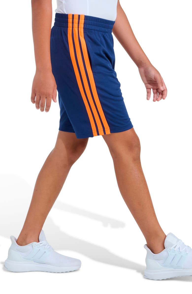 adidas Kids' Essentials 3-Stripes Mesh Shorts, Alternate, color, Navy/ Bright Orange