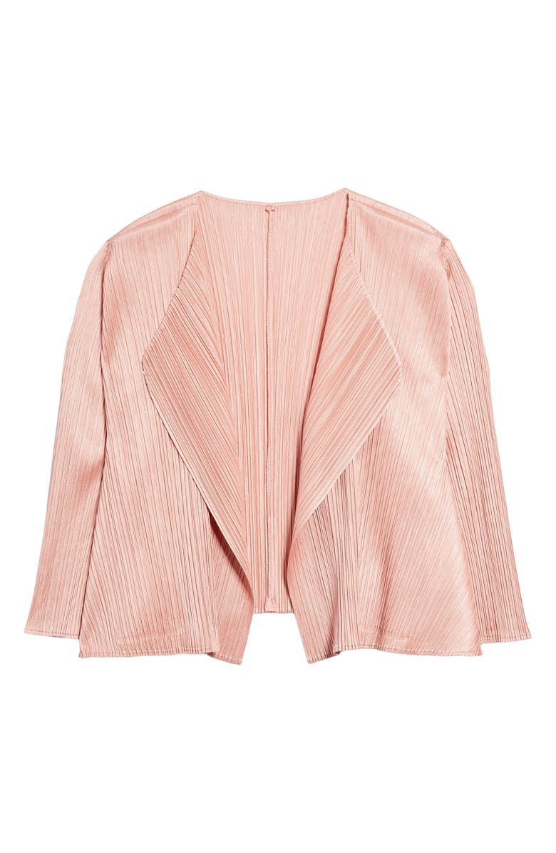 Pleats Please Issey Miyake Luster Pleated Open Front Jacket, Alternate, color,