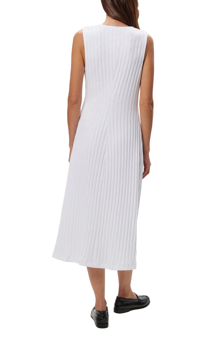 Sofia Wide Rib Sleeveless Cotton Blend Knit Midi Dress, Alternate, color, WHITE