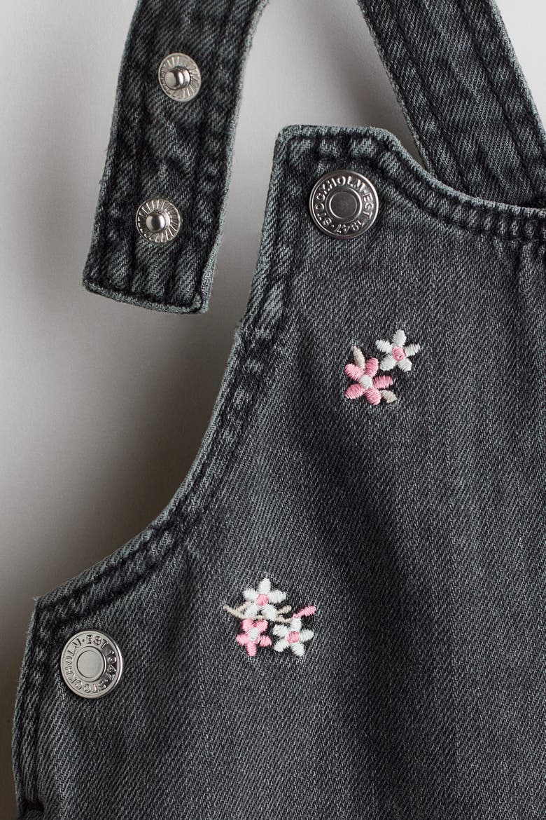 2-piece Dungaree Dress And Top Set, Alternate, color, Dark gray/floral