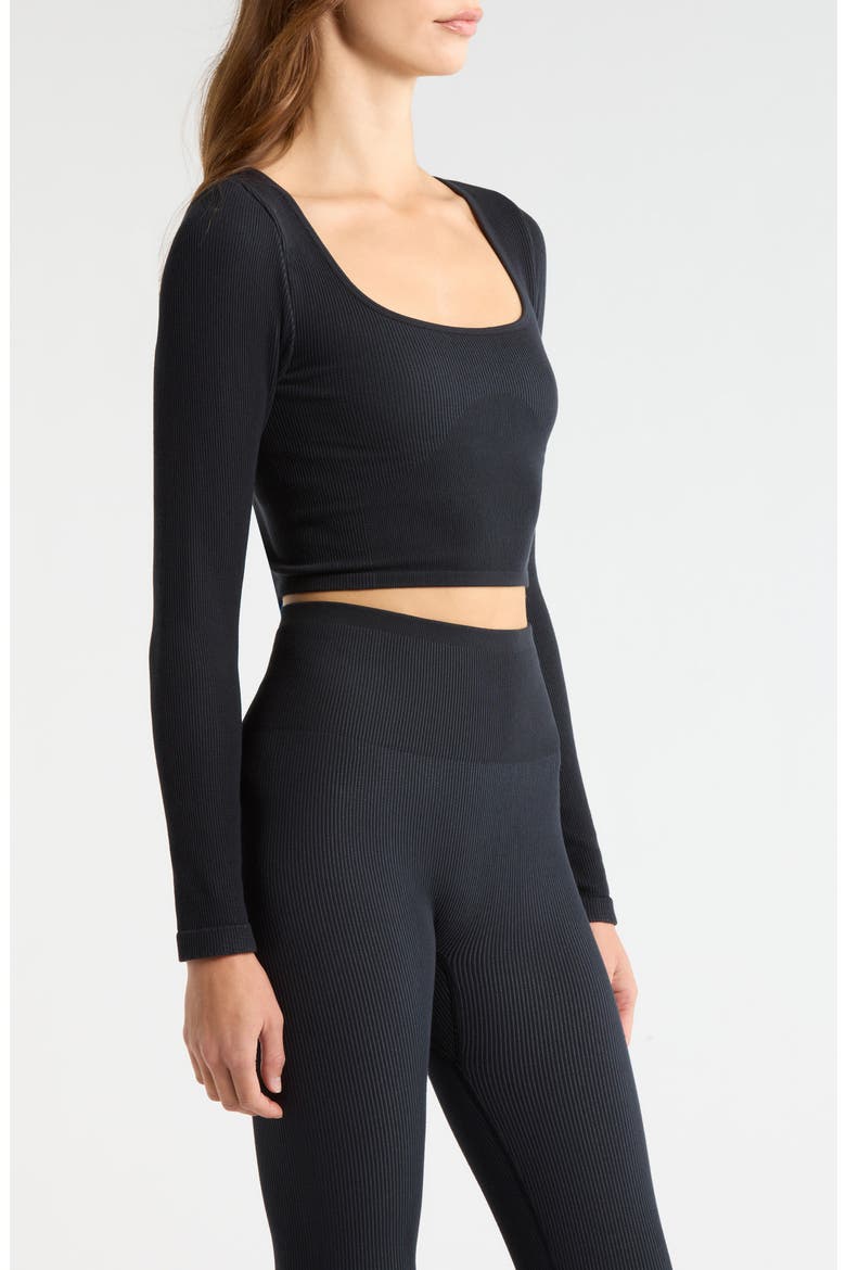 Seamless Flow Long Sleeve Pajama Top, Alternate, color, IMMERSED BLACK