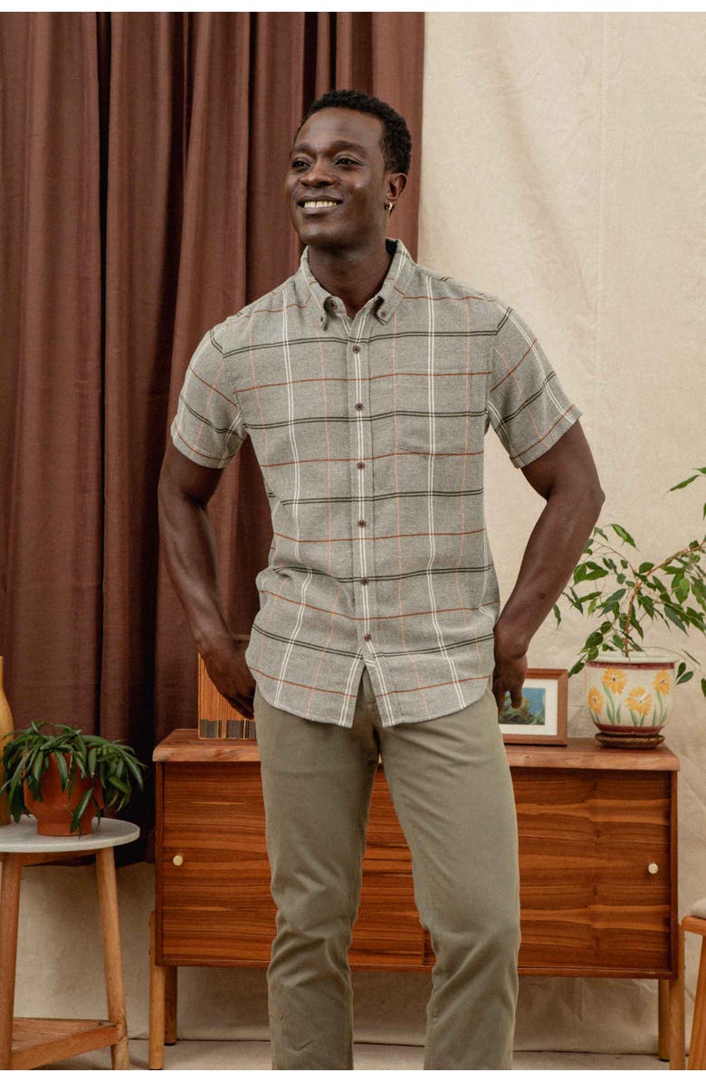 Bridge & Burn Jordan Slim Shirt, Alternate, color, Olive Ember Grid