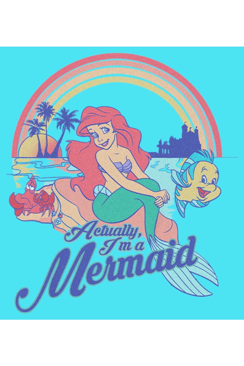 Girl's The Little Mermaid Ariel Actually I'm a Mermaid Graphic Cropped T-Shirt, Alternate, color, Blue