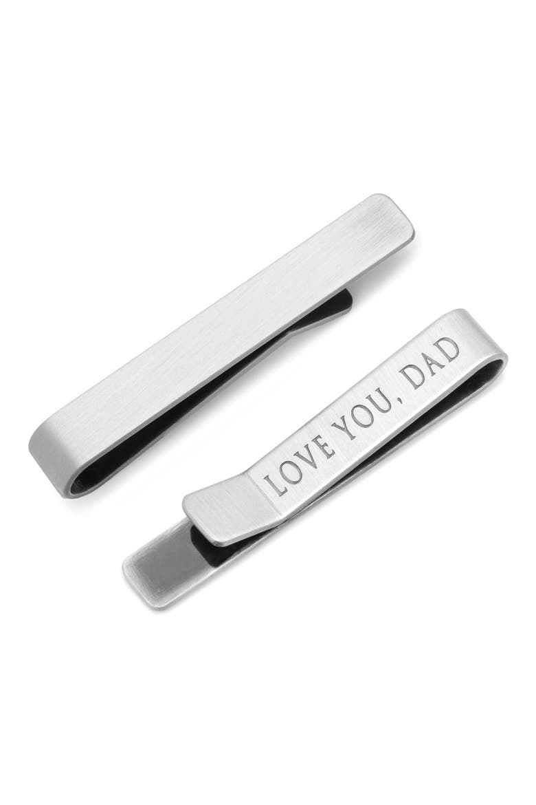 I Love You Dad Tie Bar, Alternate, color, SILVER
