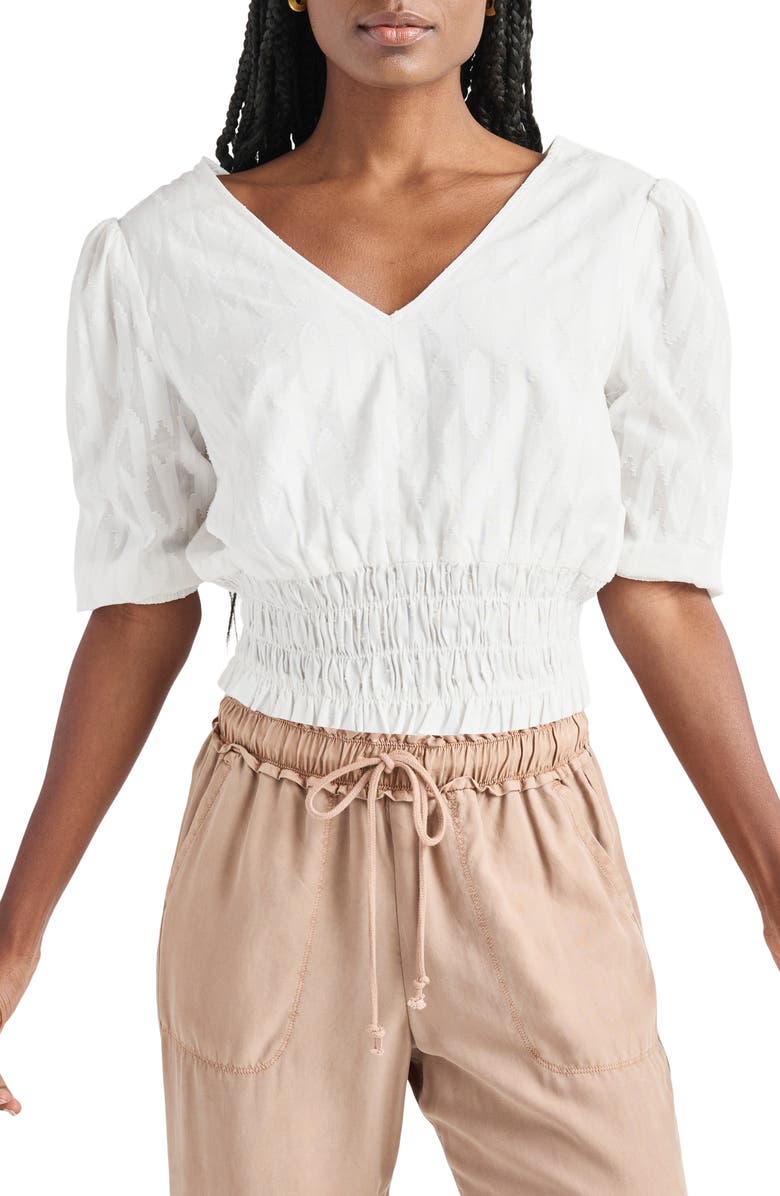 Splendid Elettra Smocked Waist Cotton Top, Main, color,