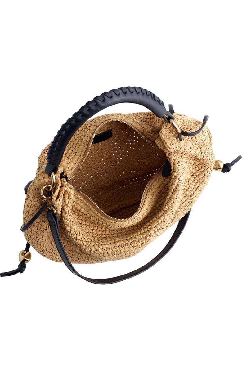 Madewell The Camren Gathered Shoulder Bag in Raffia, Alternate, color, True Black Multi