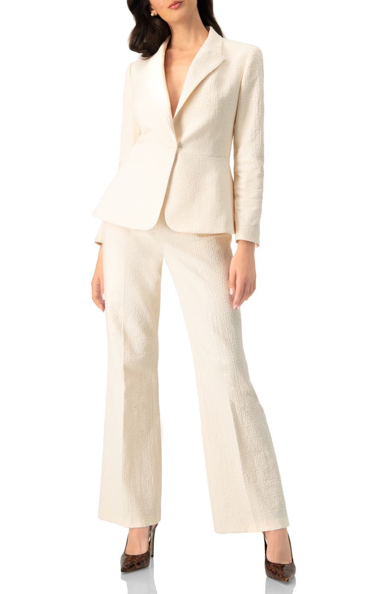 IVONNE Single-Breasted Textured Tailored Blazer, Alternate, color, Natural
