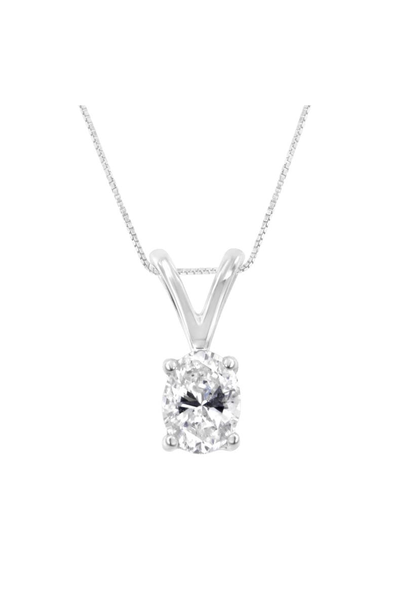 Haus of Brilliance IGI Certified 10KT White Gold Diamond Oval Pendant Necklace, Main, color, White