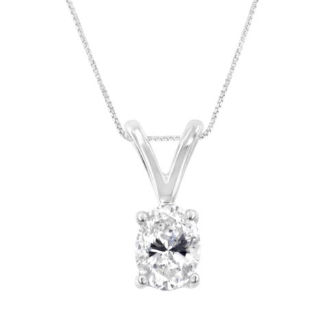 IGI Certified 10KT White Gold Diamond Oval Pendant Necklace