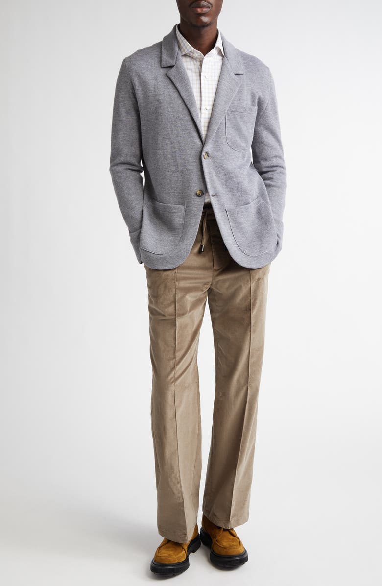 ISAIA Drawstring Stretch Corduroy Wide Leg Pants, Alternate, color, Pastel Brown