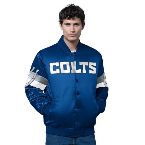 Men
s Starter Royal Indianapolis Colts Triple Option Satin Varsity Full-Snap Jacket