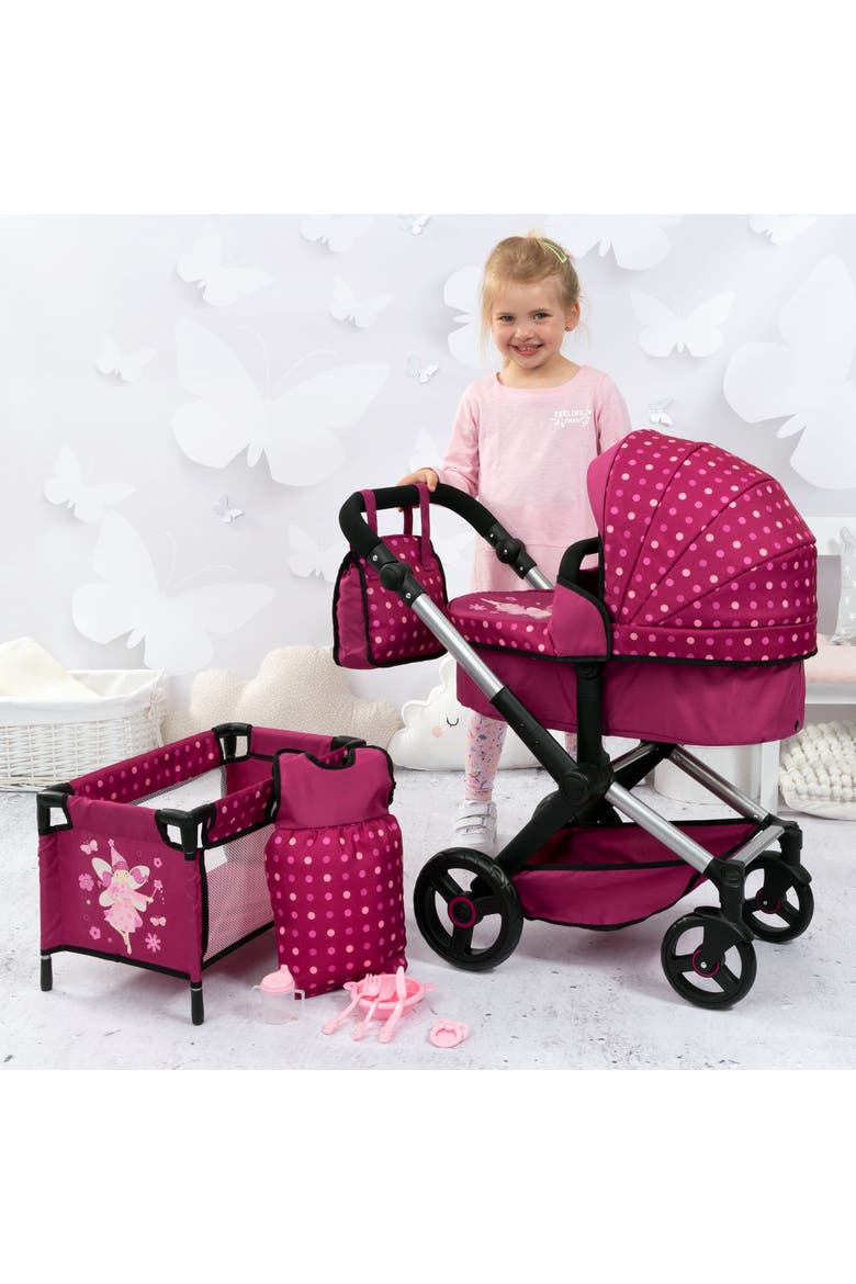 Xeo Mega Doll Set 10 Piece Pram, Bed, Handbag and More, Alternate, color, Multicolored