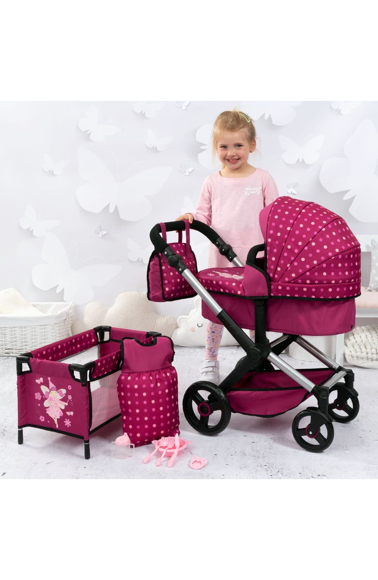 Bayer Design Xeo Mega Doll Set 10 Piece Pram, Bed, Handbag and More, Alternate, color, Multicolored
