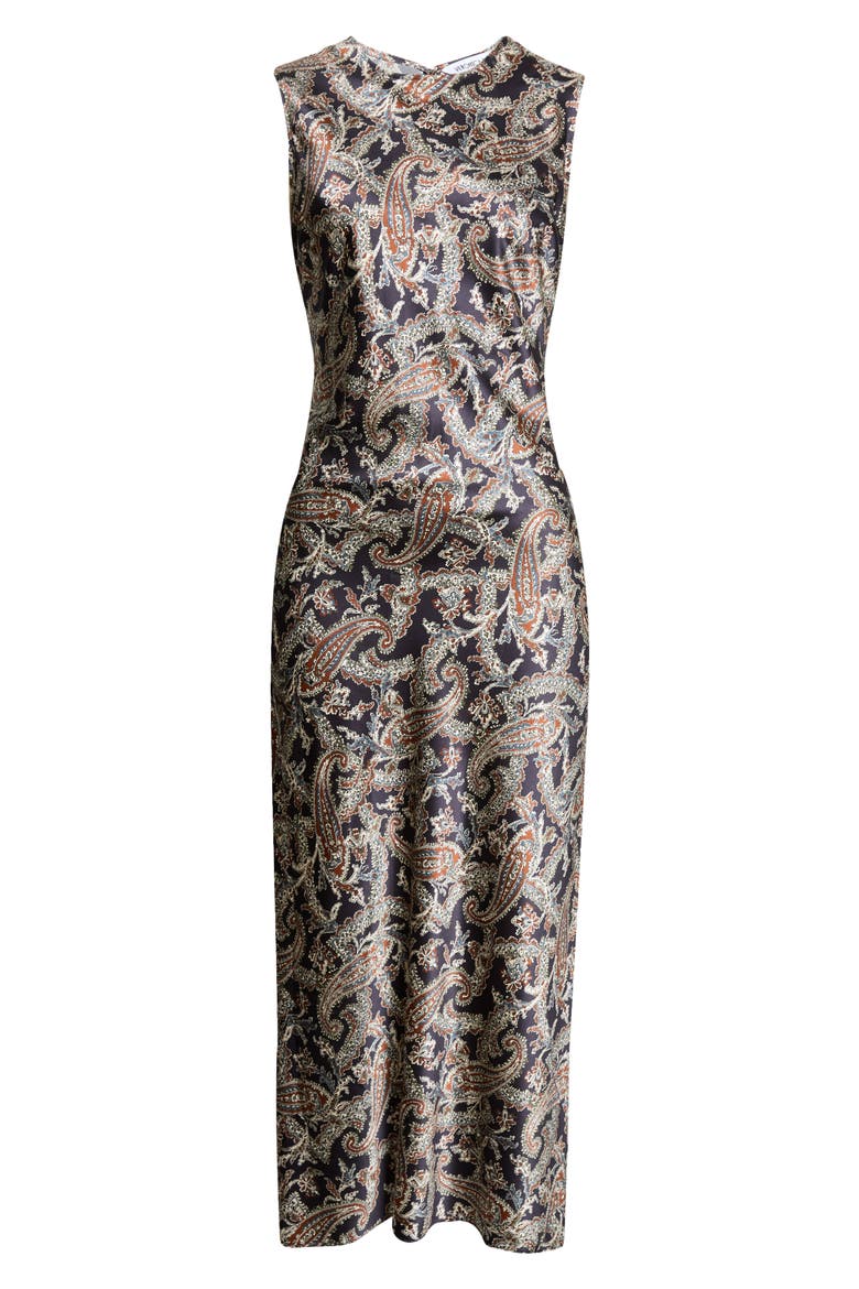 Gemma Silk Blend Midi Dress, Alternate, color, NAVY MULTI