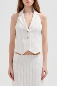 nuaje nuaje Le Tailored Halter Linen Vest