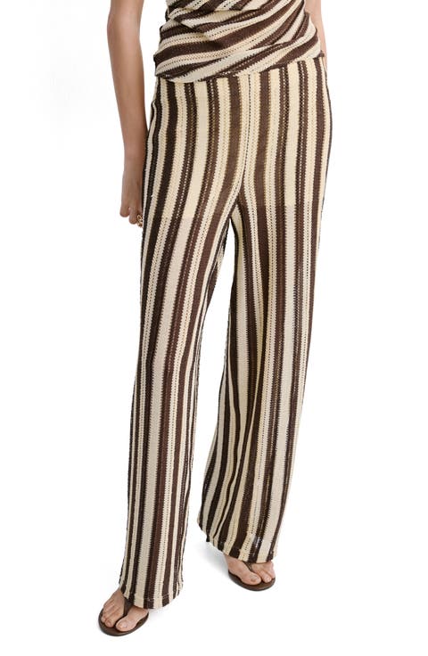 Stripe Open Stitch Knit Pants