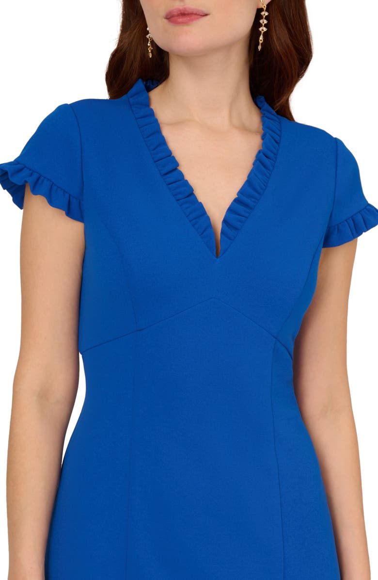 Adrianna Papell Ruffle Crepe Sheath Dress, Alternate, color, Cobalt Blue