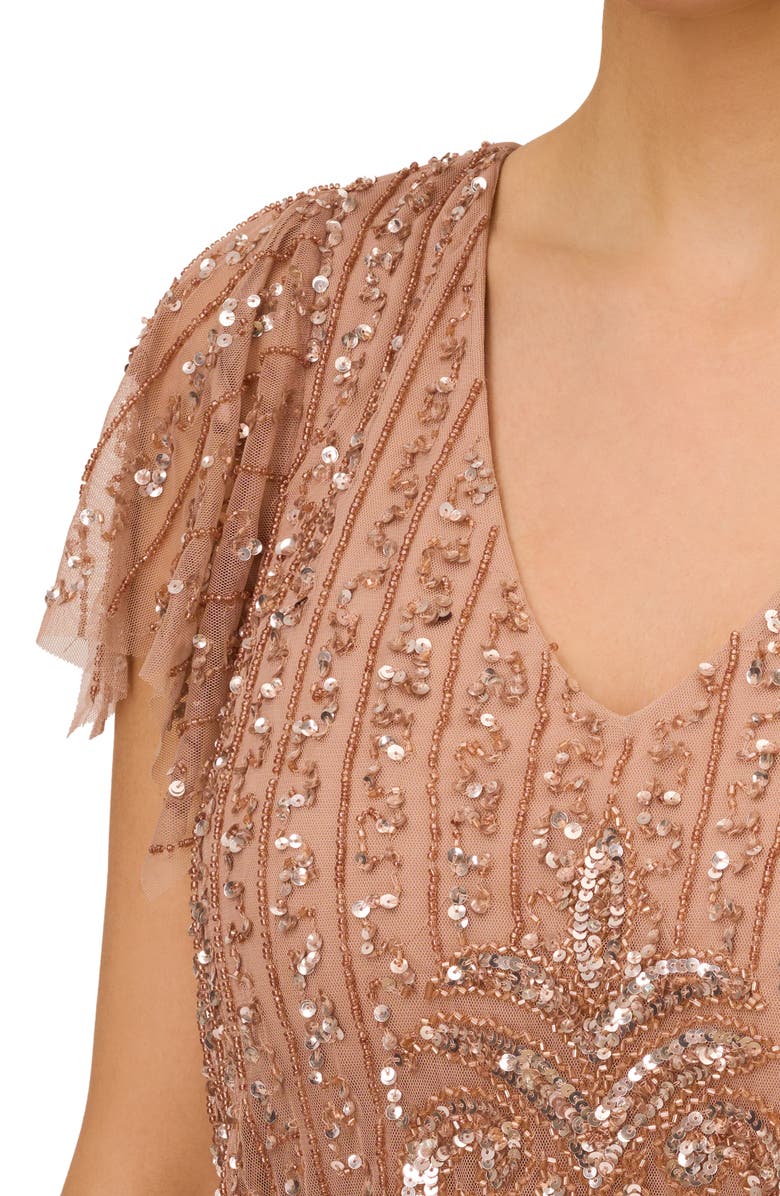 Adrianna Papell Sequin Beaded Mesh Gown, Alternate, color,