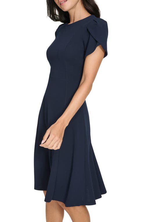 Calvin Klein Tulip Sleeve Fit & Flare Dress In Purple