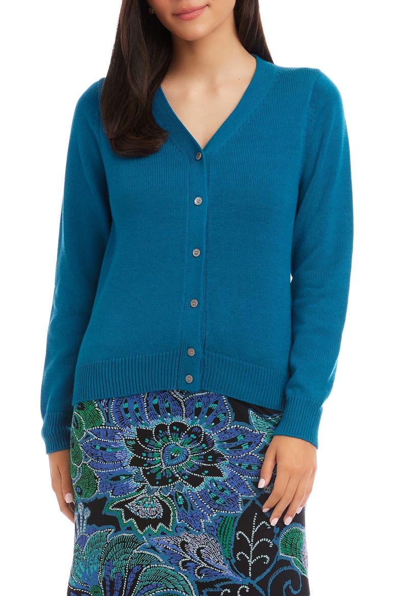 V-Neck Cardigan, Main, color, TEAL