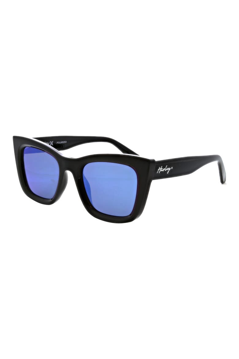 50mm Chunky Square Polarized Sunglasses, Alternate, color, BLACK