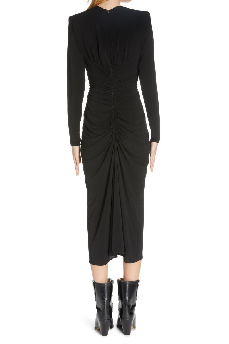 Jinelima Keyhole Long Sleeve Midi Dress, Alternate, color, BLACK