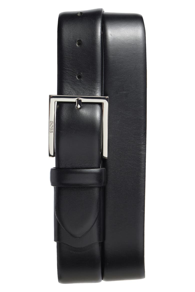 Letic Leather Belt, Main, color, BLK