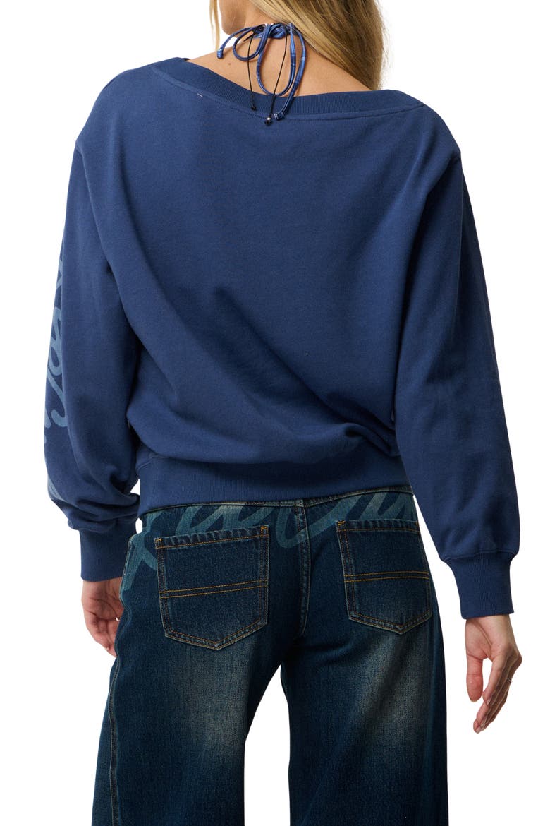 Archive Off the Shoulder Sweatshirt, Alternate, color, INDIGO