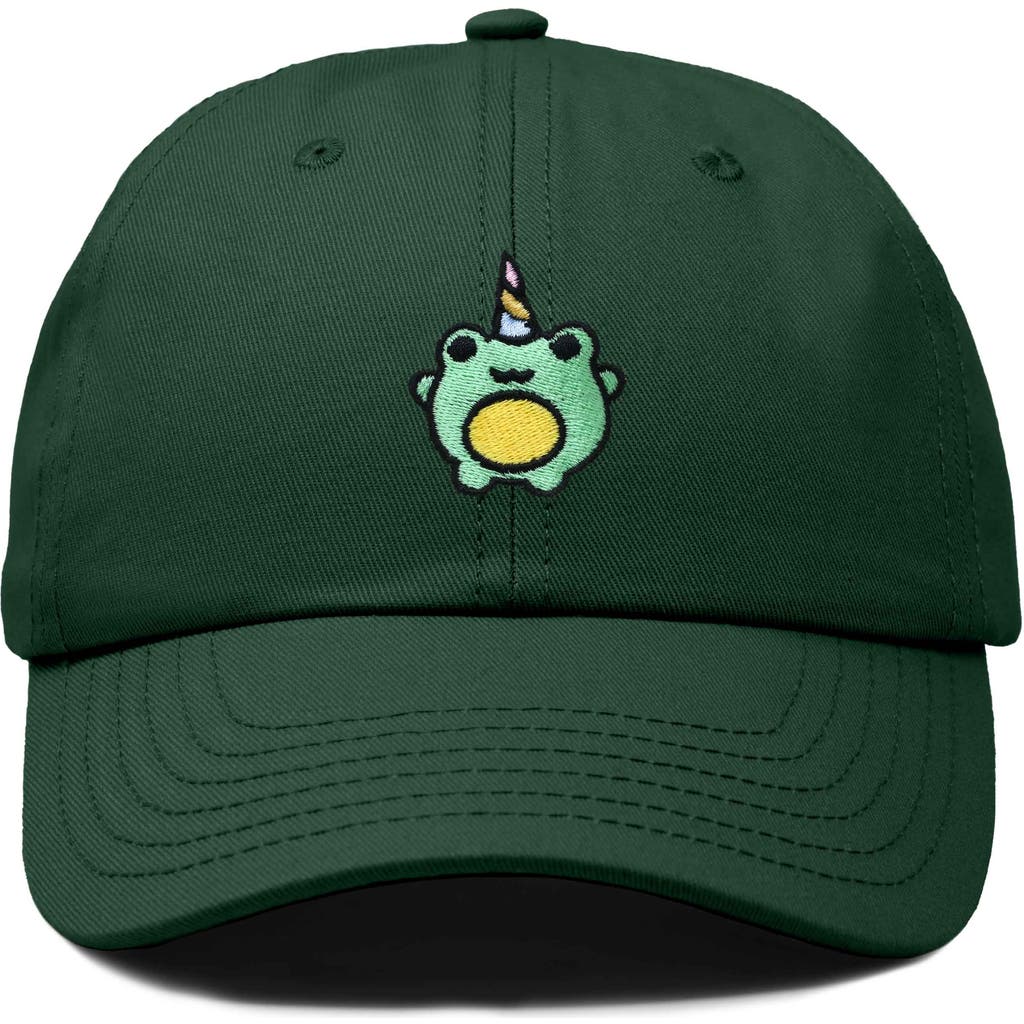 Dalix Froggy Unicorn Embroidered Cap In Dark Green