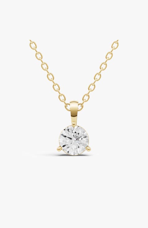 14k Gold 0.33 ct Prong Martini Pendant Lab Grown Diamond Solitaire
