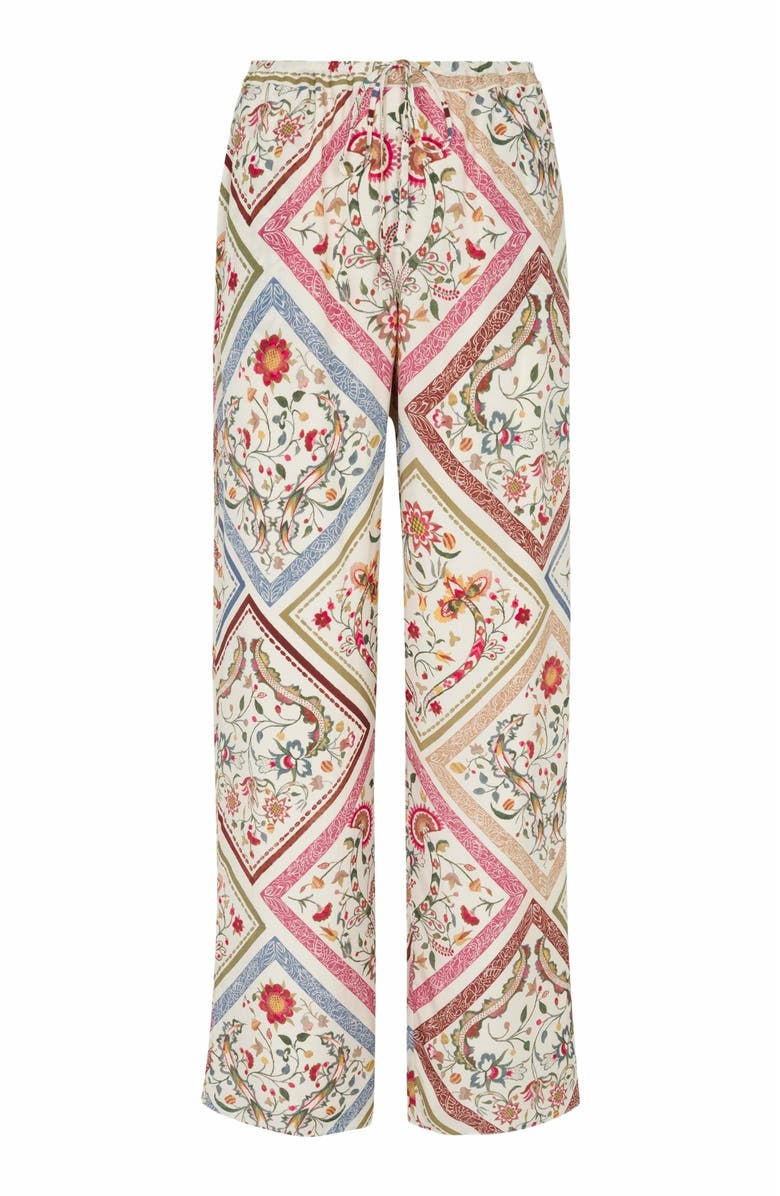 Rebecca Taylor Irie Silky Pant, Alternate, color, Montage Floral Ivory Combo