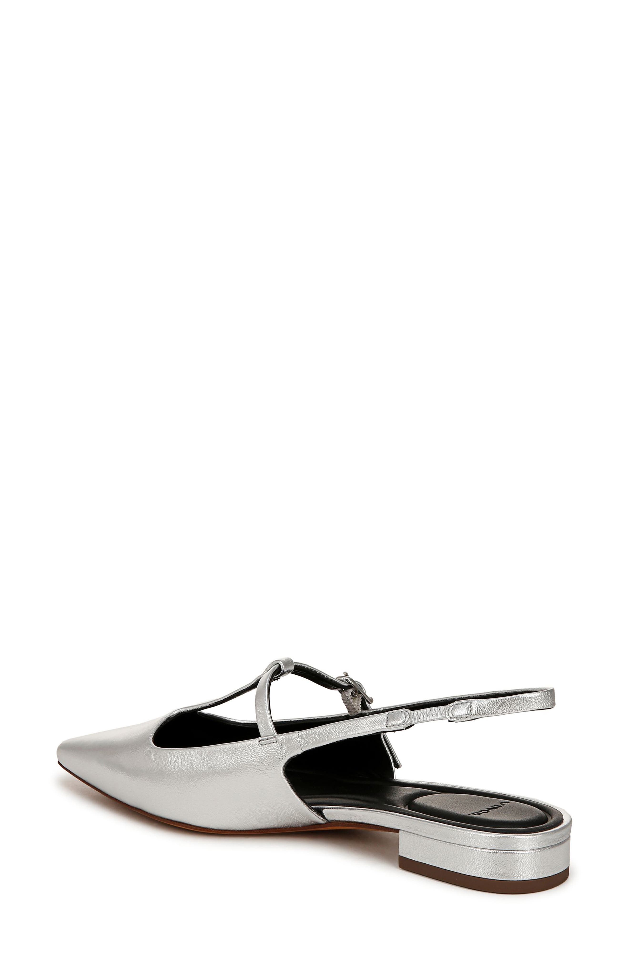 Vince Iliana Slingback Pointed Toe Flat, Alternate, color, Silver