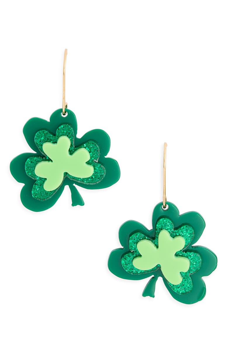 Leith Clover Drop Earrings, Main, color, Green Multi- Gold