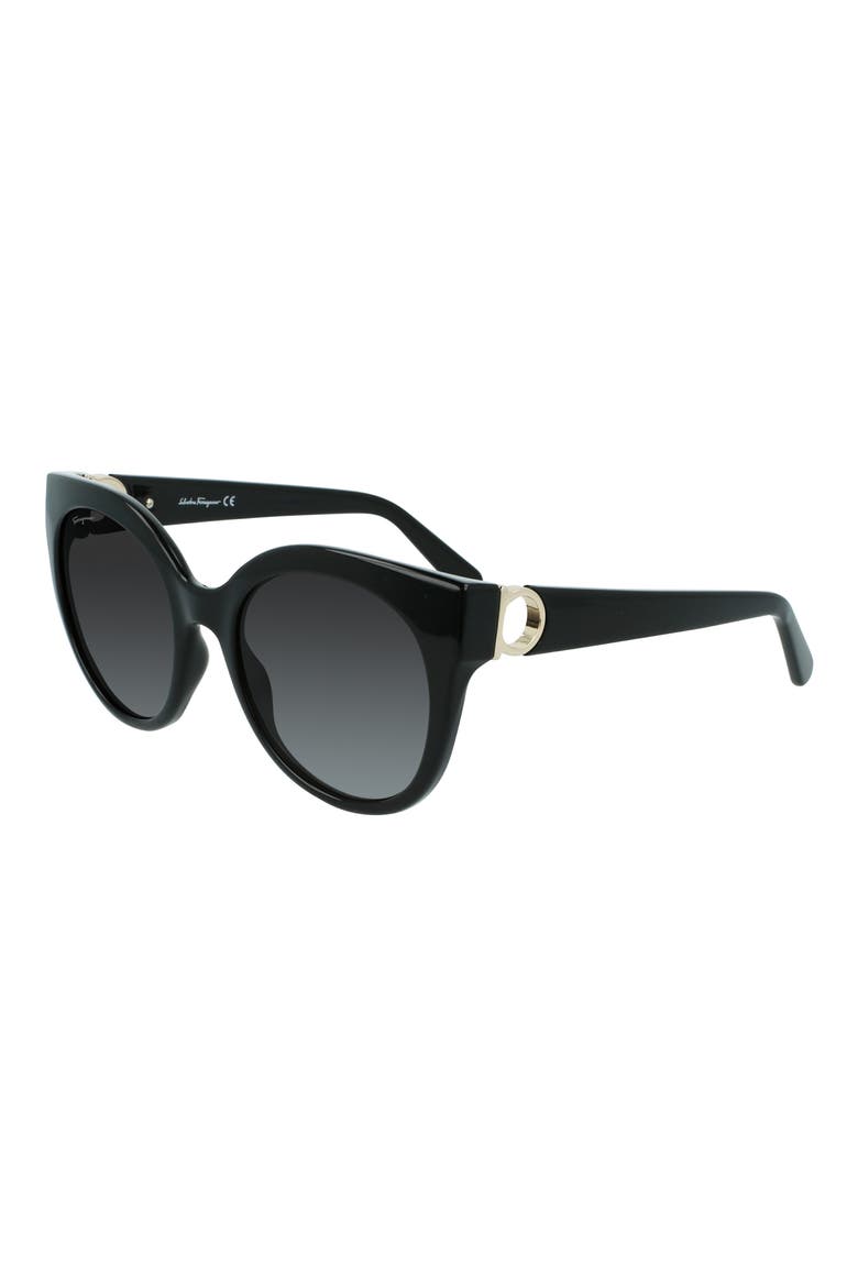 Gancini 53mm Round Sunglasses, Alternate, color, BLACK
