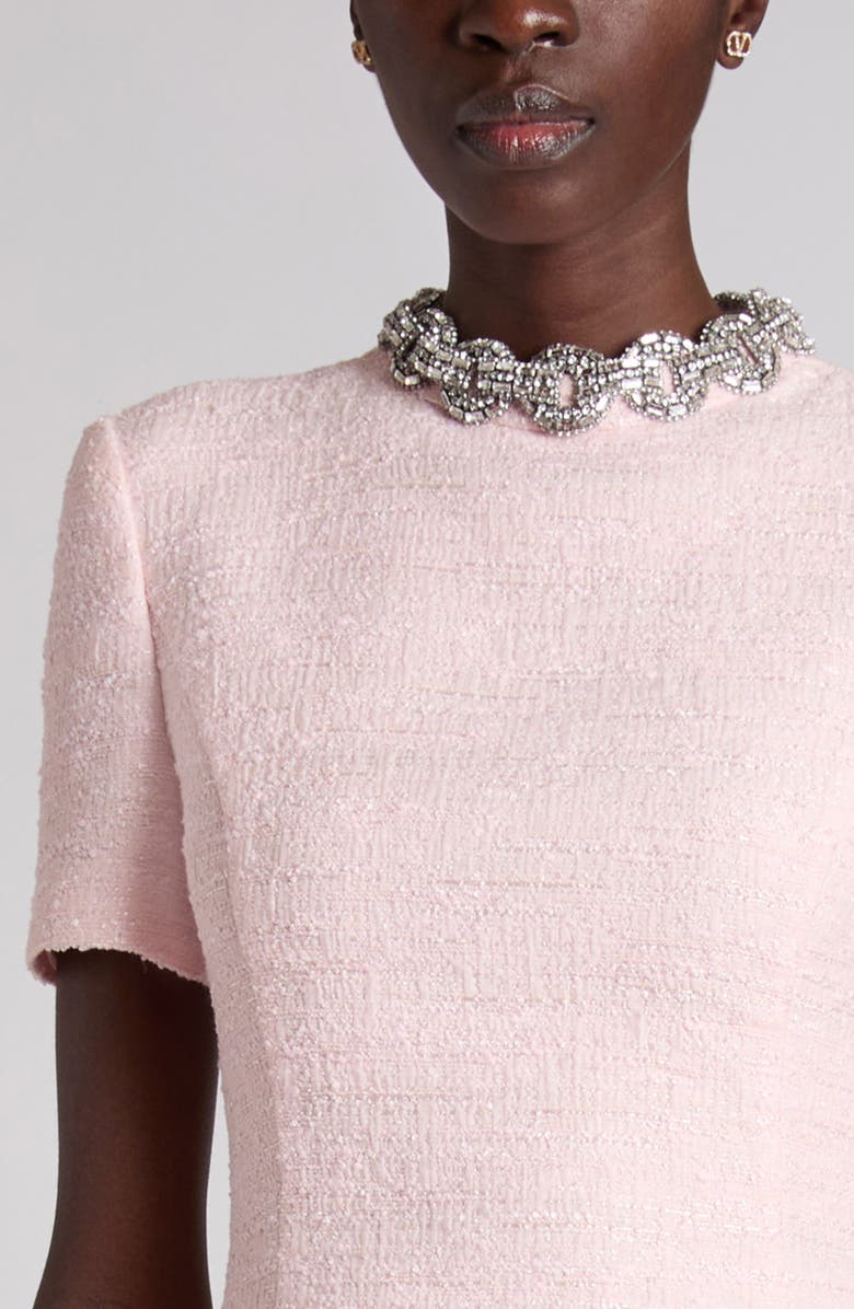 Valentino Garavani Rhinestone Embellished Tweed Minidress, Alternate, color, Pink