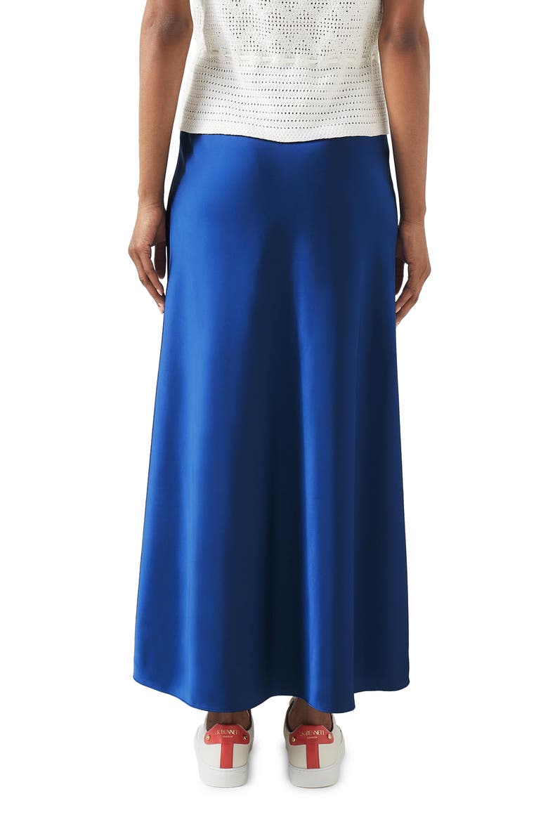 Lucan Bias Cut Satin Midi Skirt, Alternate, color, BLUE