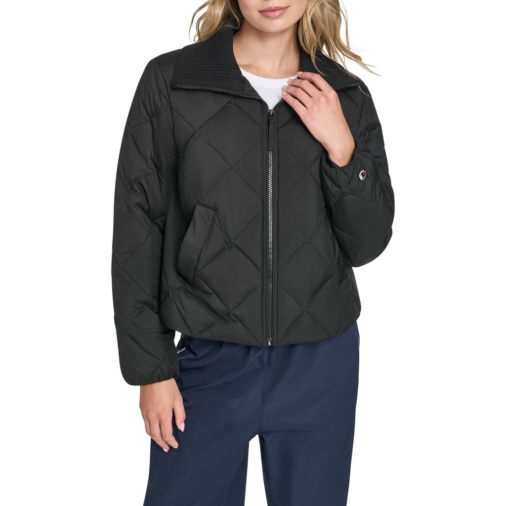 Champion Diamond Quilted Shawl Collar Jacket In Black