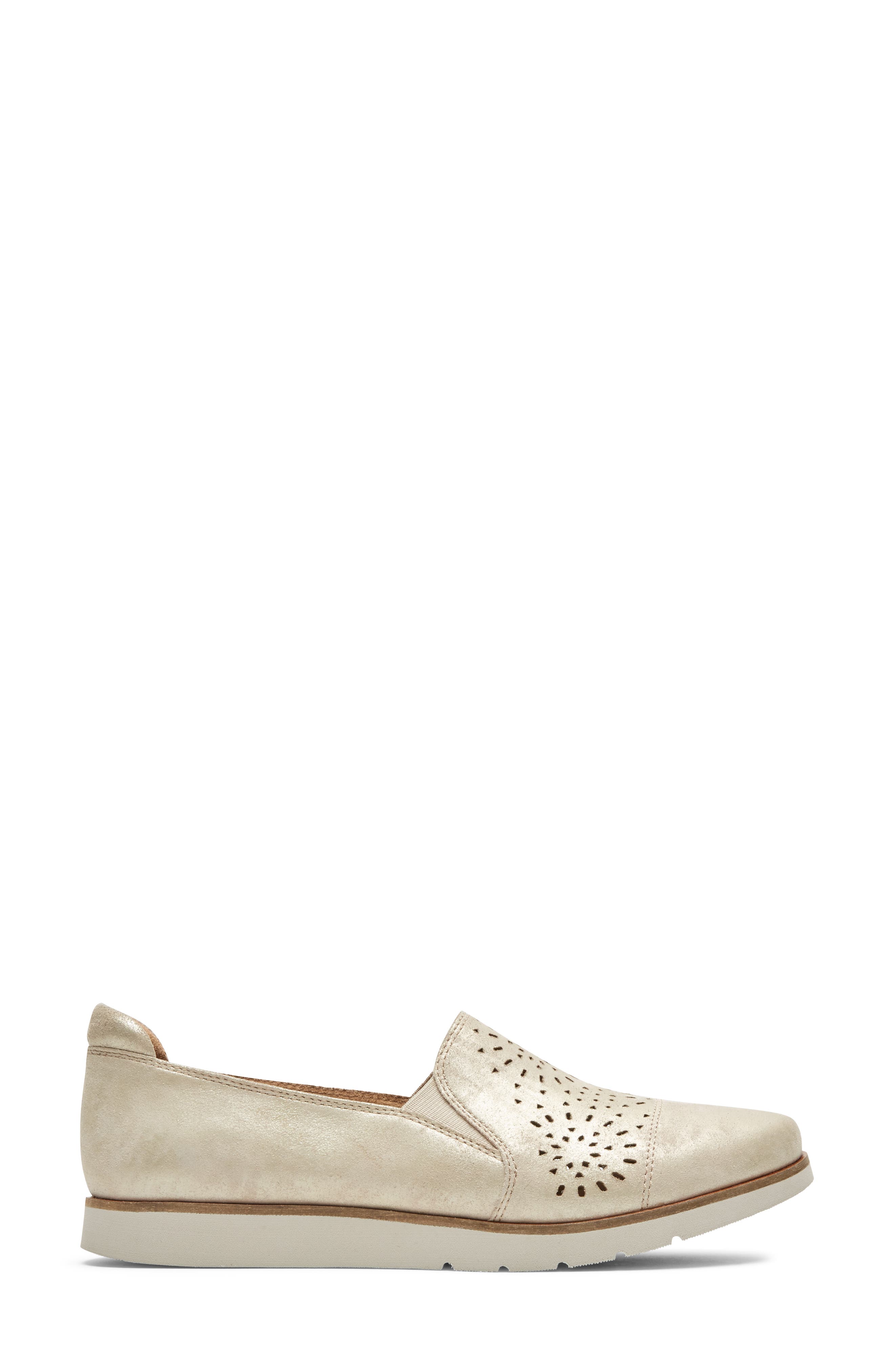 Laci Perforated Slip-On, Alternate, color, METALLIC LEATHER