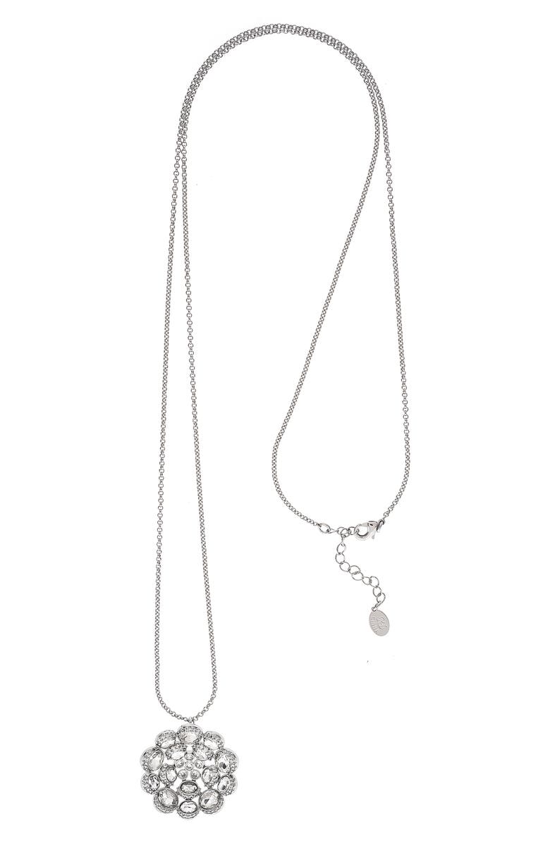 RIVKA FRIEDMAN Pavé CZ Flower Pendant Necklace, Main, color, White Rhodium