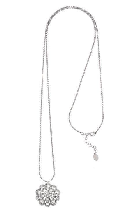 Pavé CZ Flower Pendant Necklace