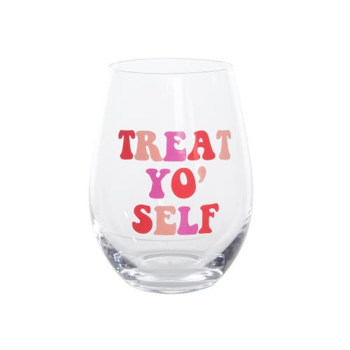 Totalee Gift Treat Yo Self Wine Glass W/ Stopper Set Of 2 Glass Clear 18 oz In Multi