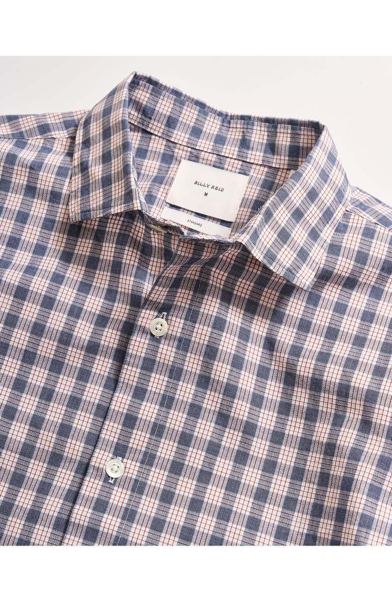 Billy Reid Standard Fit Slub Grid Cotton Button-Up Shirt, Alternate, color, Blue/ Multi