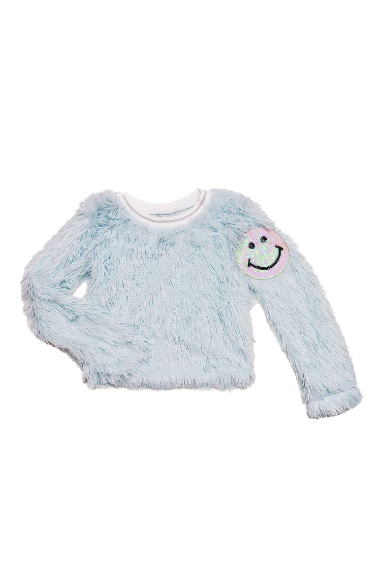 Kids' Smile Patch Shag Sweater, Main, color, BLUE