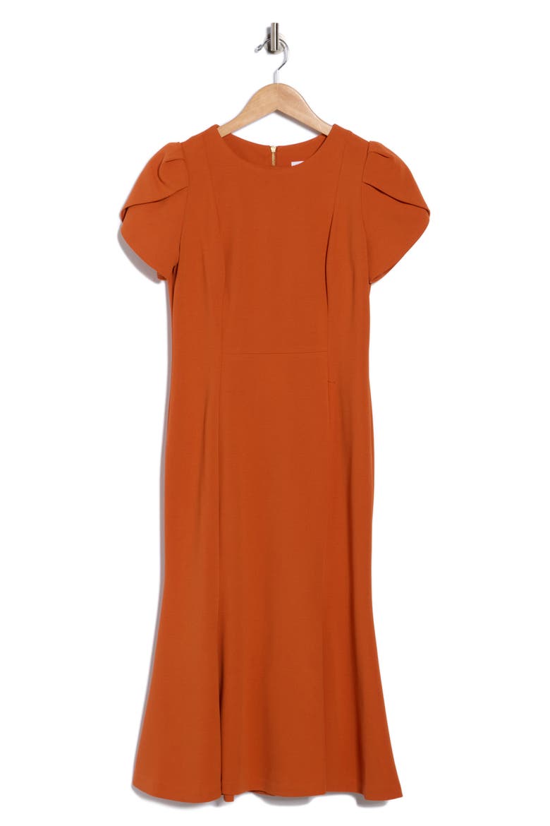 calvin klein tulip sleeve midi dress Tulip Sleeve Fit & Flare Dress (Women)