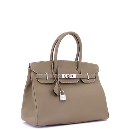 Pre-owned Hermes Hermes Birkin Handbag Grey Epsom With Palladium Hardware 30 In Brown