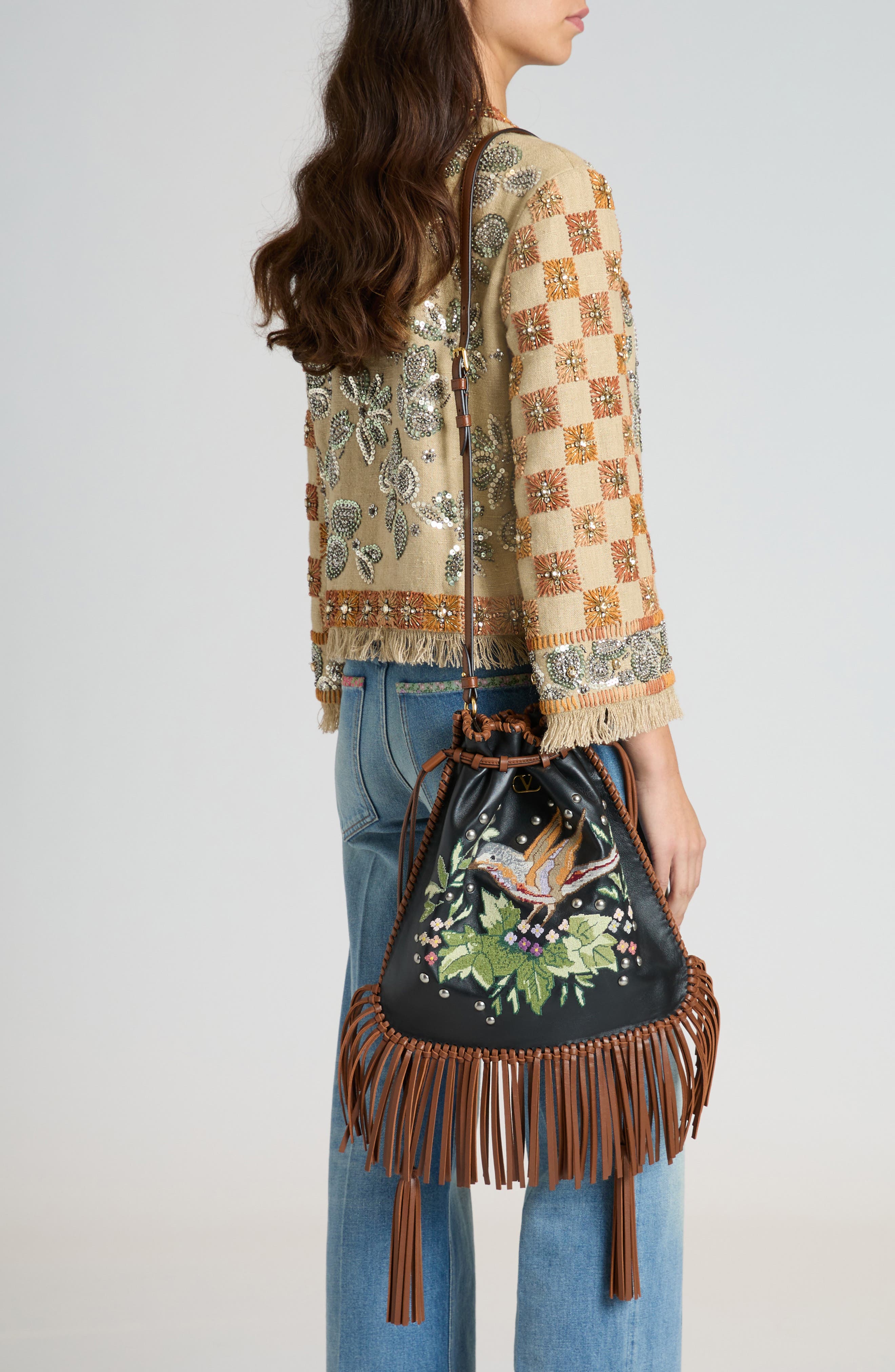 Valentino Garavani Medium Nellcôte Alice Drawstring Crossbody Bag, Alternate, color, 